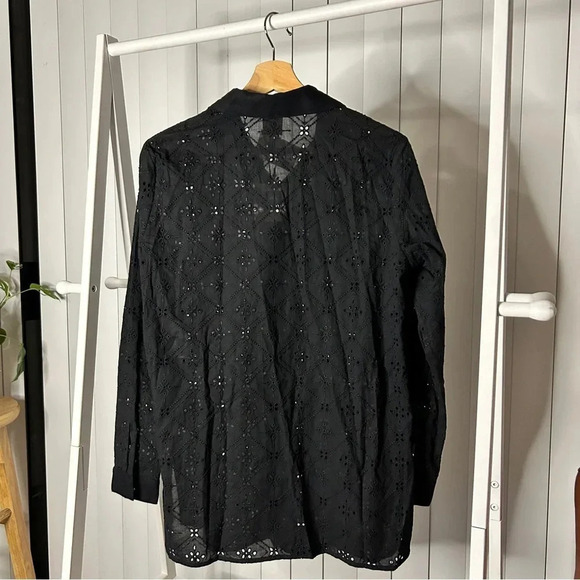 NWT - Anne Klein Black Embroidered Button-Up Top, Size S, New  $119 Retail - Picture 3 of 3